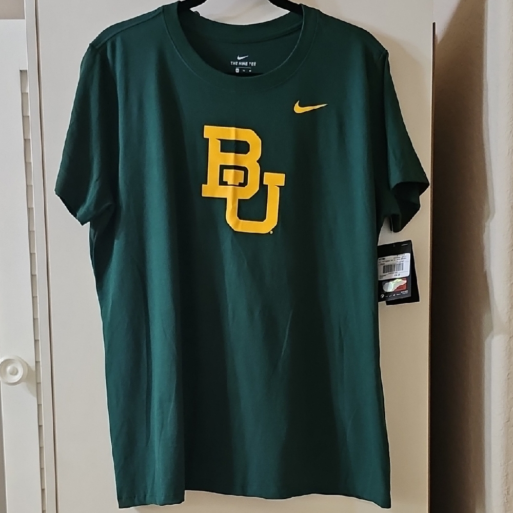 NWT Nike BU Women's Dark Green Tee with Yellow Accents